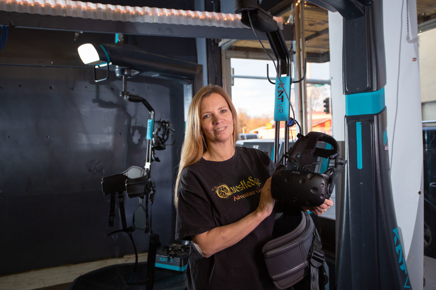FUN AND GAMES: Virtual reality games are among the offerings Questledge owner Debbie Moore provides at her entertainment venue in Nixa.